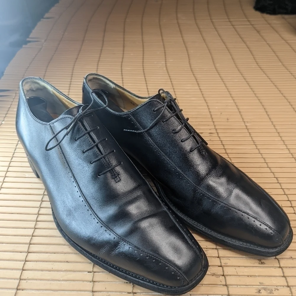 Barker Fine English Shoes Black Leather Derby Shoes Men's UK 10, US 11. Handmade